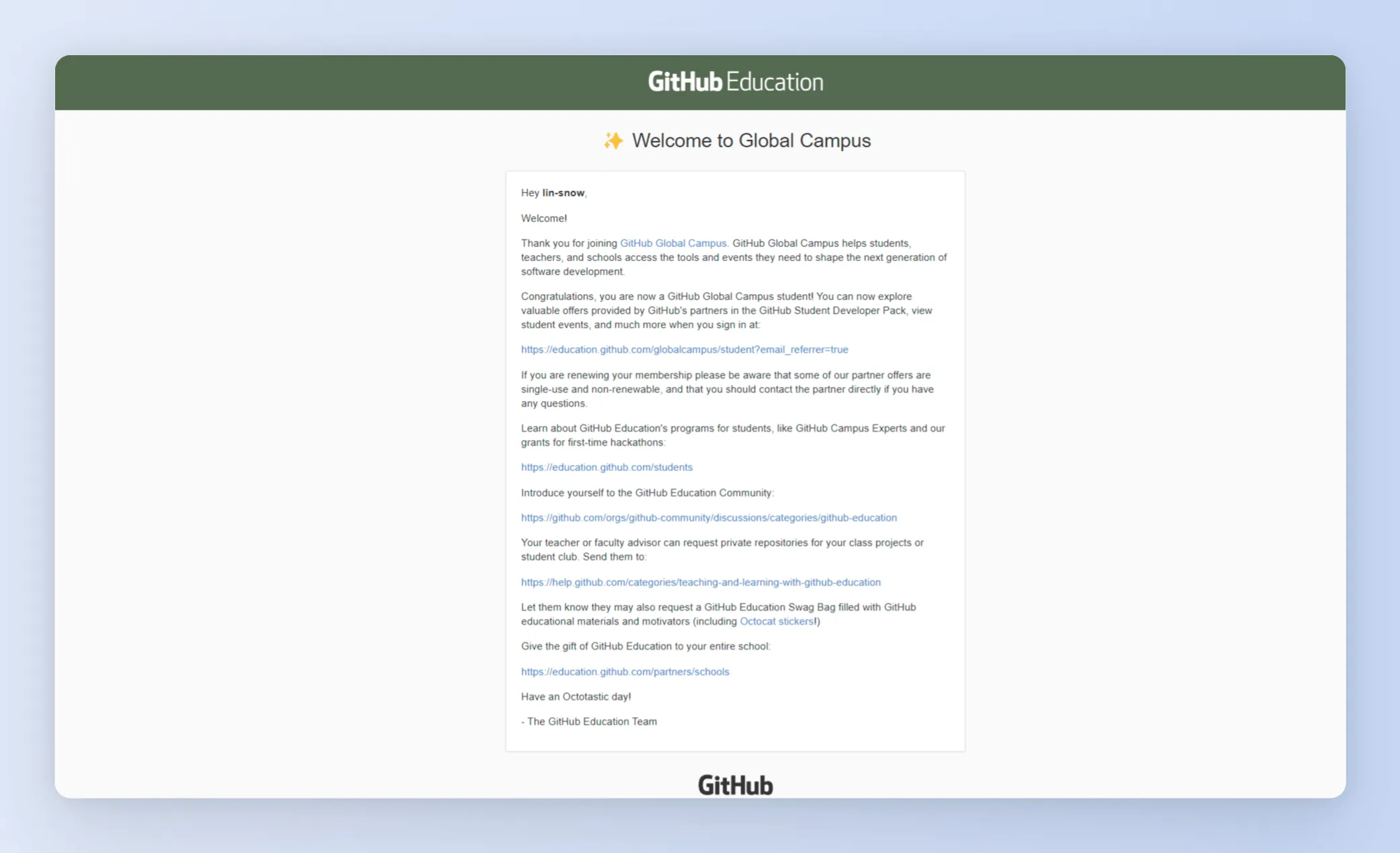 GitHub Student Developer Pack
